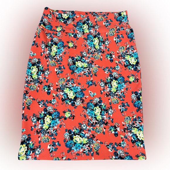 LuLaRoe Dresses & Skirts - LuLaRoe Cassie Skirt | Orange w/‎ Multi Color Floral | Large